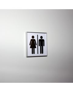 Unisex toilet sign with pictogram in size 110x110mm