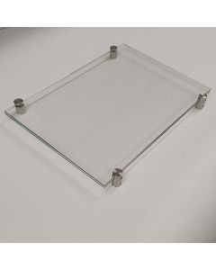 Premiumfix Glass Sign in size 150x297mm, 2x4mm tempered glass, with 4 pcs. Standoff Side Grips