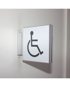 Handicap toilet projecting sign in aluminum (154x154mm)