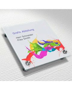 Glass Signs, Premiumfix in size 100x100mm with 2x4mm tempered glass and 2 pcs. ø13 stainless steal standoffs