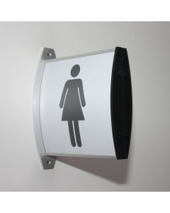 Toilet projecting sign with women pictogram in aluminum