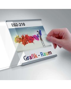 SlideFix V&aelig;gskilt, str. 150x210mm (BxH), 3mm skilteholder i aluminum, 8 mm akryl front, s&oslash;lv