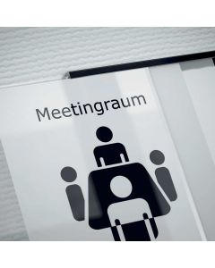 SlideFix Vægskilt, str. 150x210mm (BxH), 3mm skilteholder i aluminum, 8 mm akryl front, sort