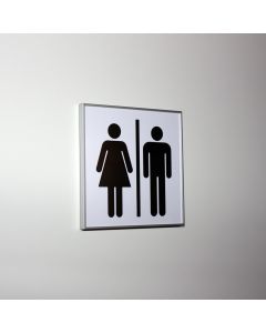 Pictogram signs in aluminum for unisex toilets
