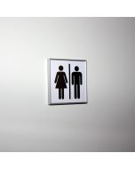 Unisex toilet sign with pictogram in size 110x110mm
