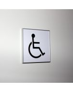 Handicap pictogram toilet sign in aluminum (154x154mm)