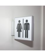 Elegant projecting sign with unisex pictogram (154x154mm)