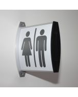 Unisex toilet skilte - vægmonteret udhængsskilte (150x150mm)