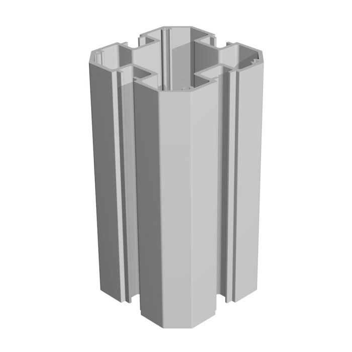 80mm Octagonal, Four Slots, Silver Anodised, Length 5m