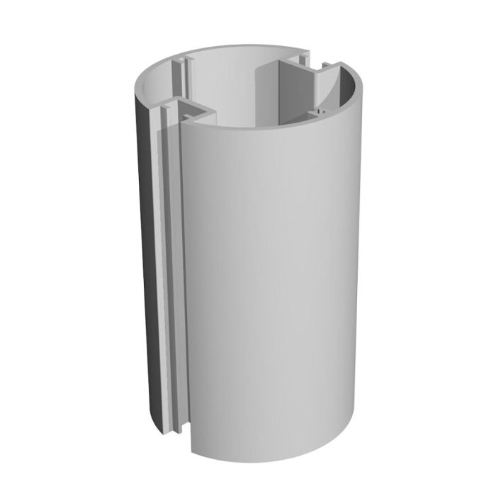 ø 90mm Round, Two Slots 180°, Silver Anodised, Length 5m