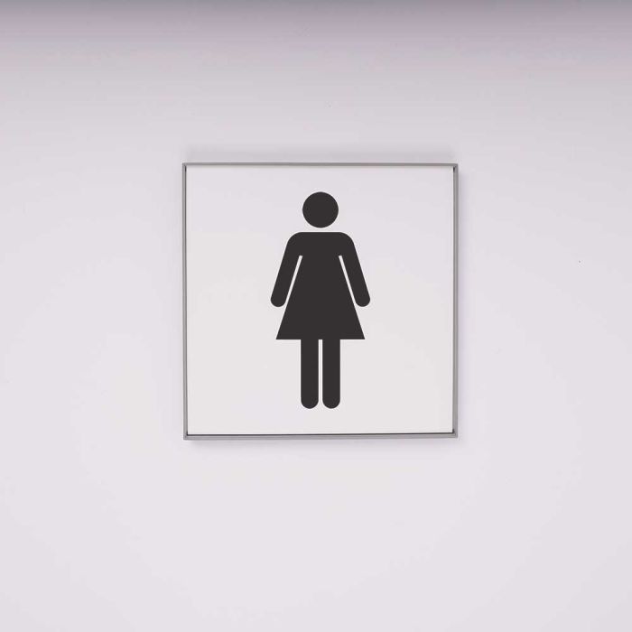 Slankt og let designet Toiletskilt med Dame piktogram i grå