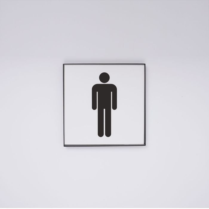 Slankt og let designet Toiletskilt med Herre piktogram i sort