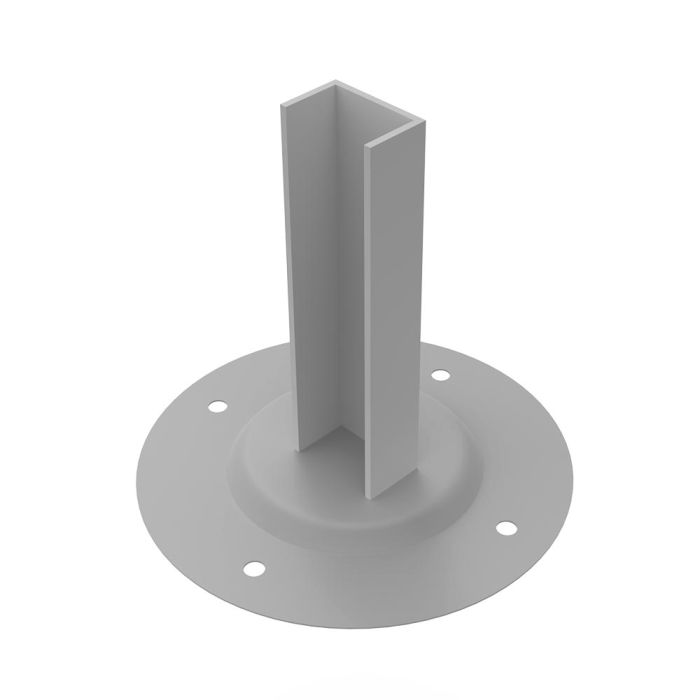 Fod som passer til Ø90mm rundprofil "Round" med Et Spor, i Ubehandlet Stål
