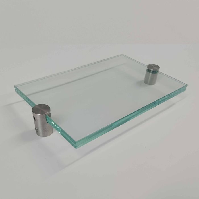 Premiumfix Glass Sign in size 150x210mm, 2x4mm tempered glass, with 2 pcs. Standoff Side Grips