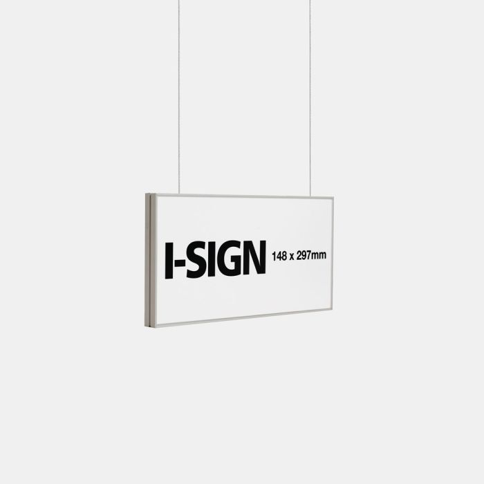 Exclusive Wire mounted ceiling sign - I-Sign 148x297 mm