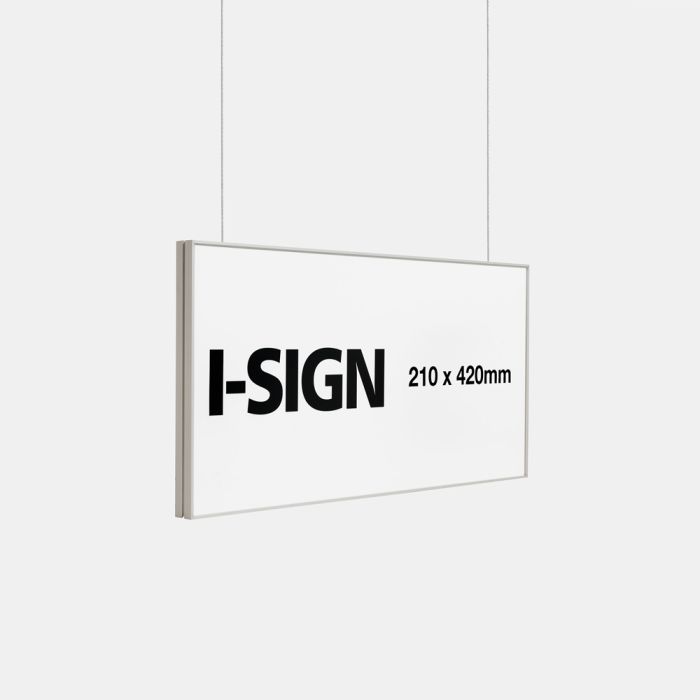 Dobbeltsidet loftskilt - I-Sign 210x420 mm