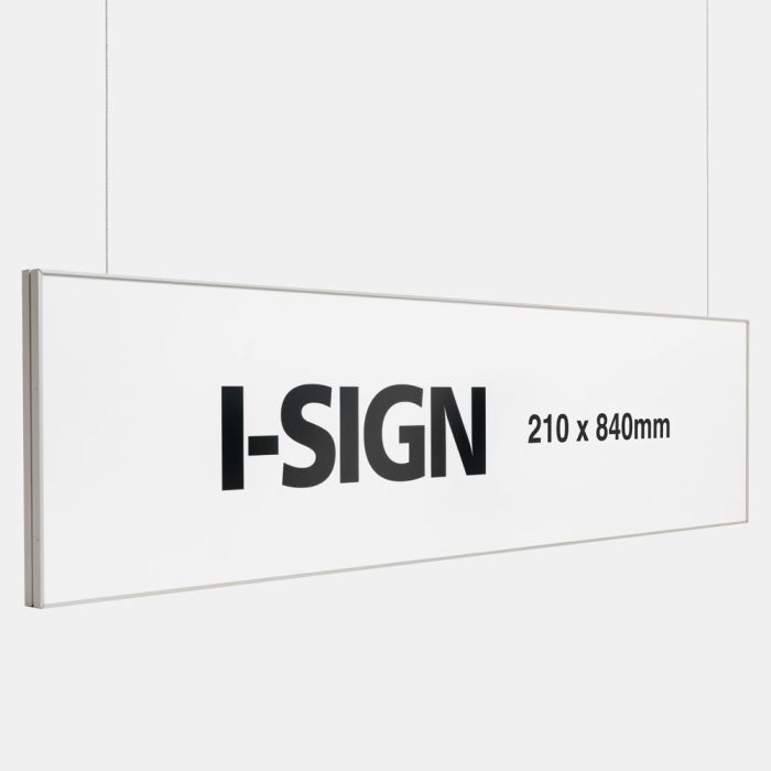 Eksklusiv Nedhængsskilt i Aluminium - I-Sign 210x840 mm
