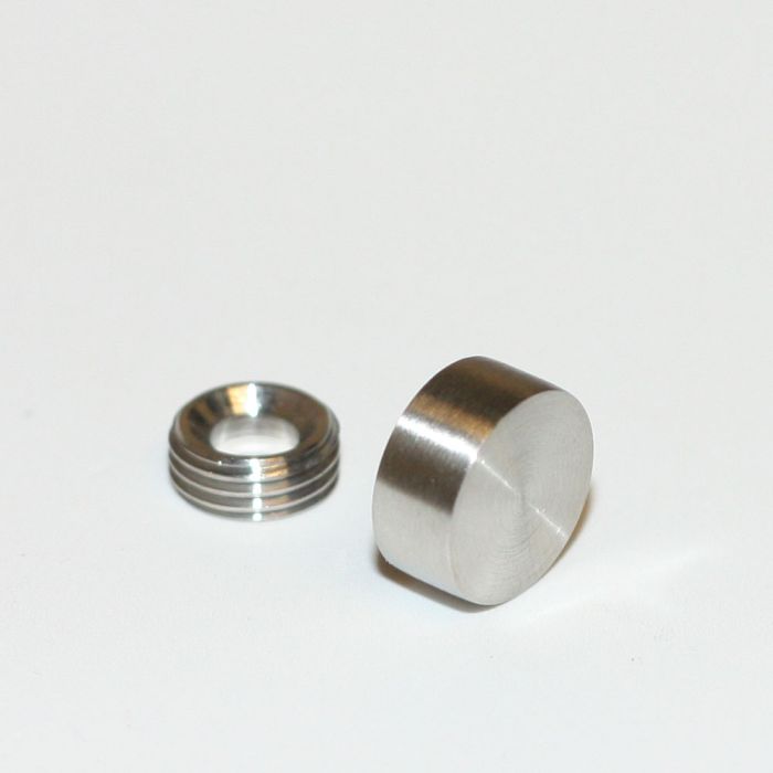 Montageknapper i rustfrit stål, ø13mm, med gevindhætte til montering af plader