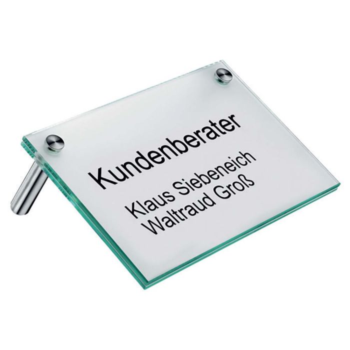 Glas Bordskilte, PremiumFix, 30°, i størrelse130x130mm (WxH)