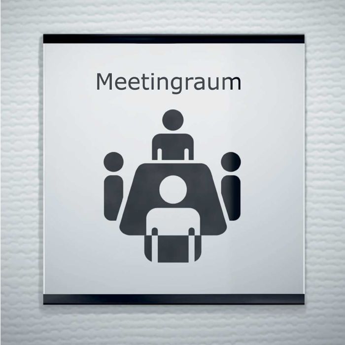 SlideFix Wall Sign in size 210x150mm (WxH), Sign holder in aluminium, 8 mm acrylic front, Black Edition