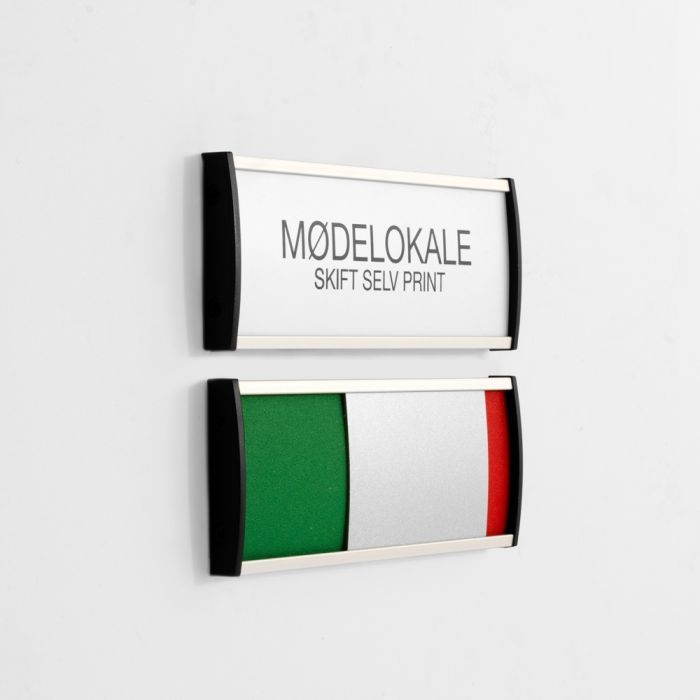 Strato rød/grøn skydeskilt kombineret med dørskilt i str. 56x150 mm - Populært sæt