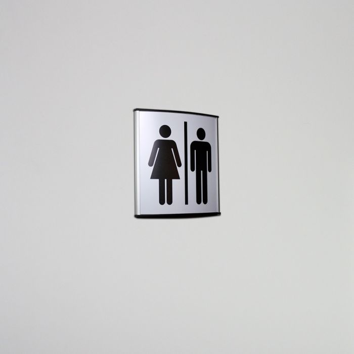 Strato aluminium toiletskilt med Unisex piktogram